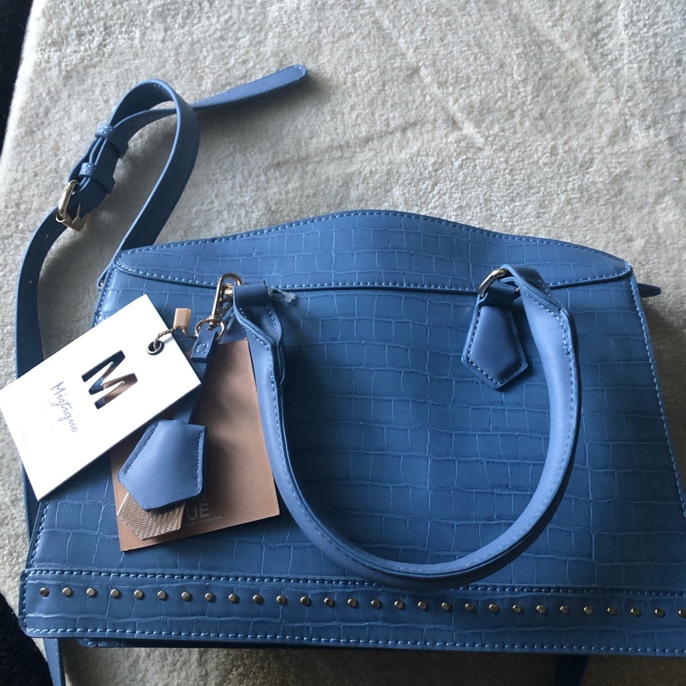 Miztique Designer Blue Vegan gator Leather Handbag New